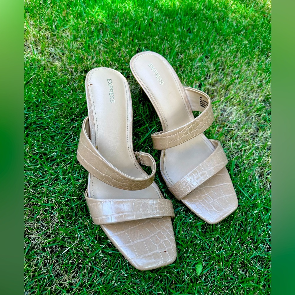 Express tan heeled sandals